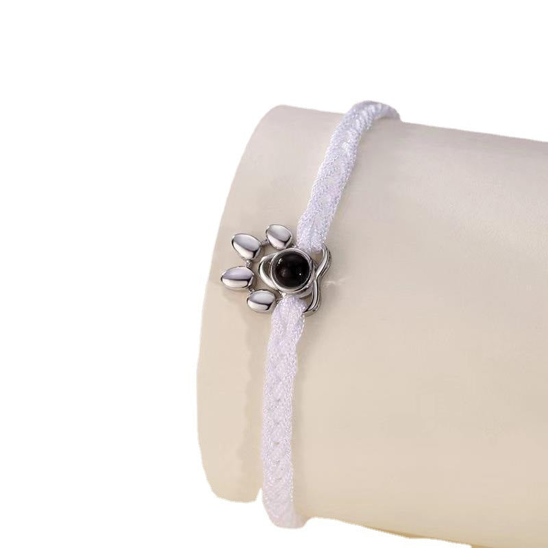 Beaded Personalized Photo Projection Bracelet Custom Photo Dog Paw Bracelet Pet Photo Necklace Cat PawPendant Commemorative Gift