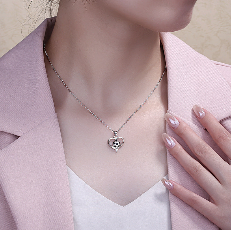 Women's Fashion Heart-shaped 18K Football Necklace