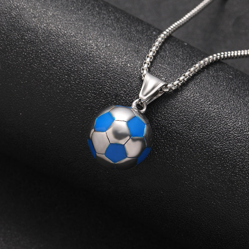 Stainless Steel Ornament Football Pendant Vintage Necklace