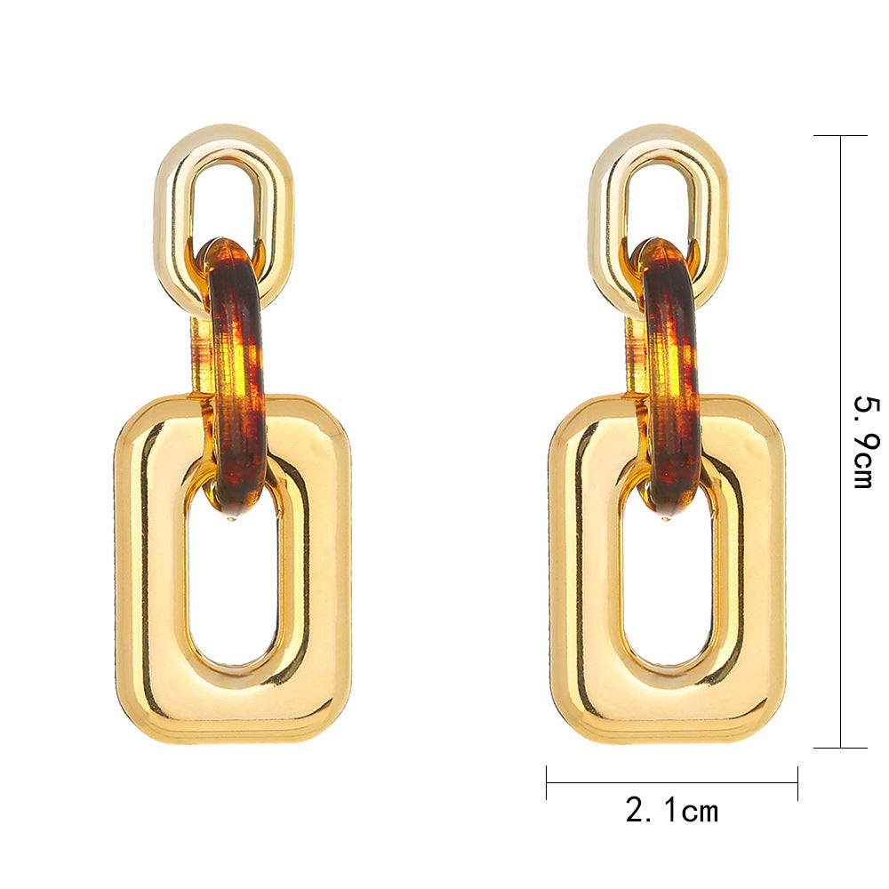 Exaggerated Long Leopard Print Resin Earrings