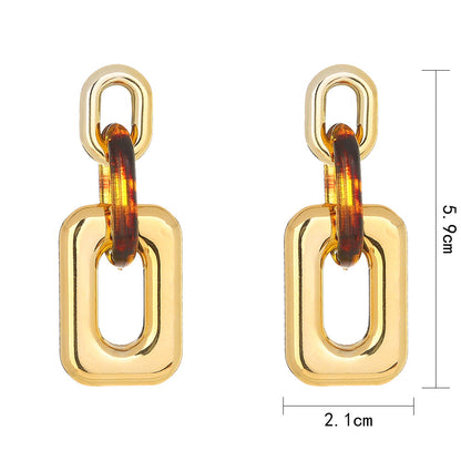 Exaggerated Long Leopard Print Resin Earrings