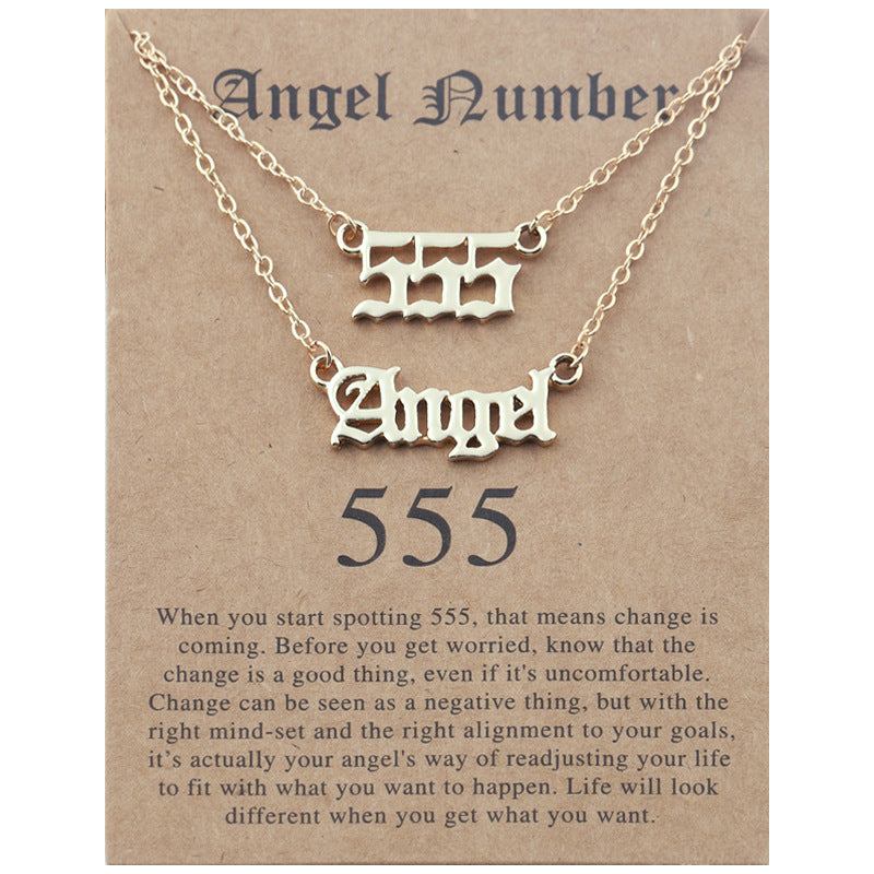 Angel Lucky Number Set Clavicle Card Necklace