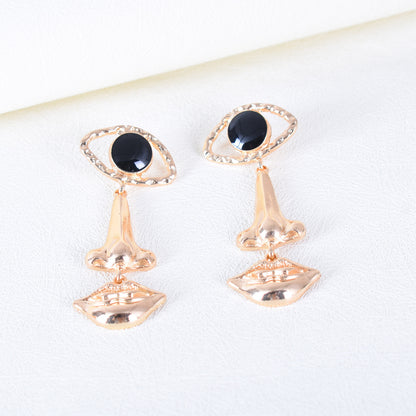 Exaggerated Long Retro Nose Lips Eye Earrings
