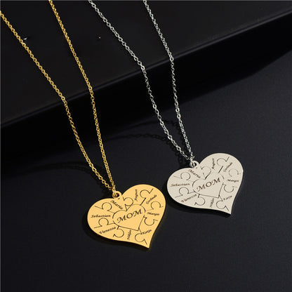 Creative Peach Heart Stainless Steel Puzzle Necklace