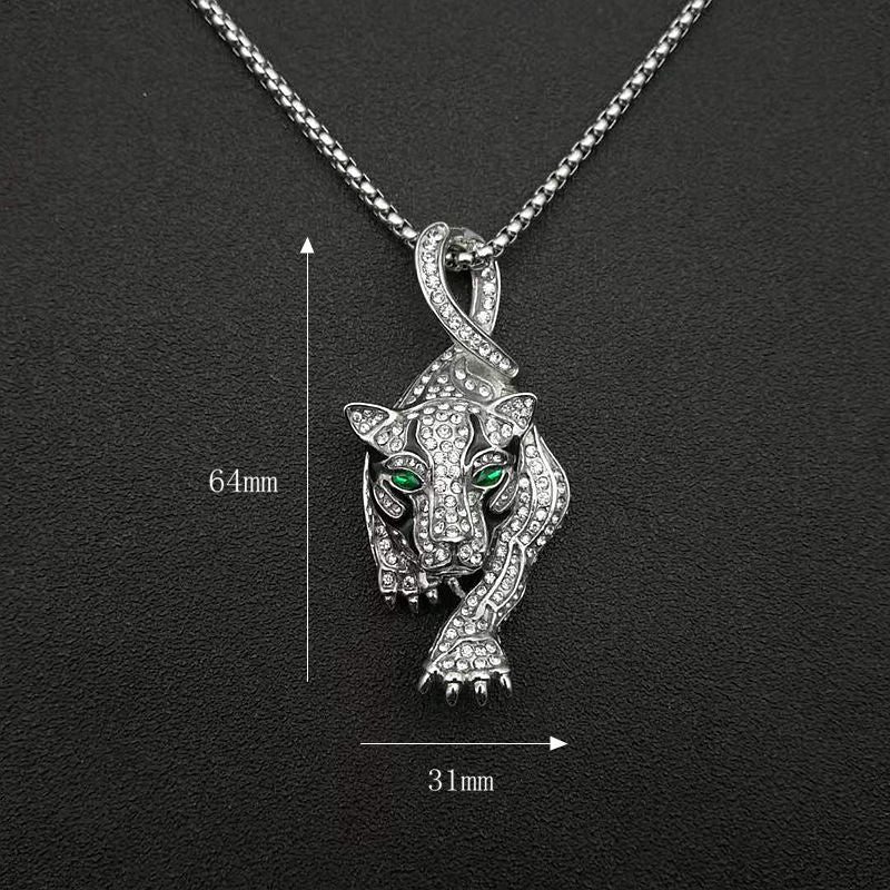 Titanium Steel Leopard Head Pendant Necklace