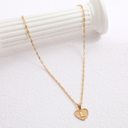 Fashion Jewelry Creative Simple Women's Peach Heart Letter Necklace Love Pendant