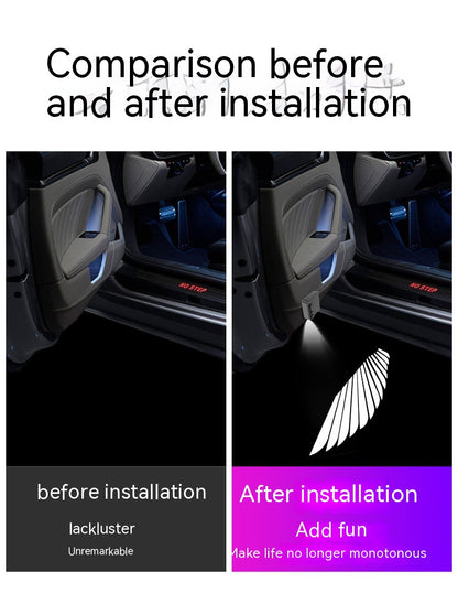 Door Sill Light Car Atmosphere Light Decorative Lamp Wireless Projection Lamp