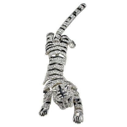 Eco-friendly Exaggerated Tiger Brooch With Diamonds
