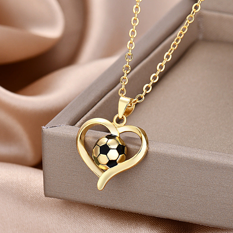 Women's Fashion Heart-shaped 18K Football Necklace