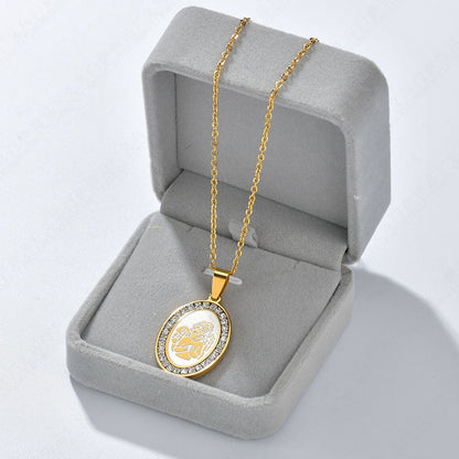 Lady Guardian Angel Stainless Steel Oval Clavicle Chain