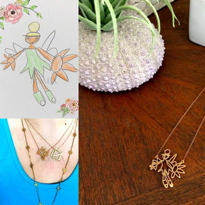 Baby Hand Drawing  Necklace