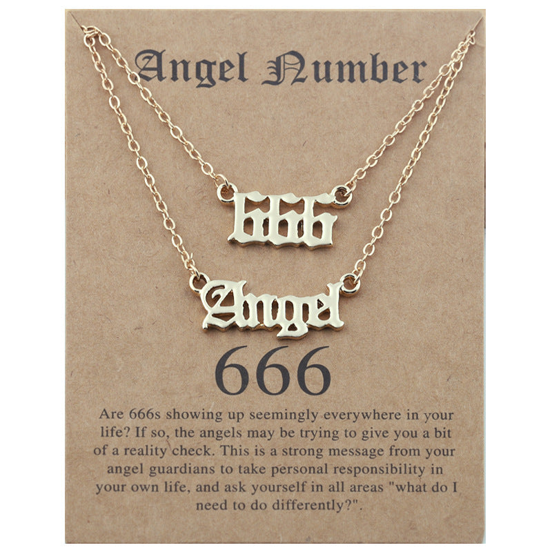 Angel Lucky Number Set Clavicle Card Necklace