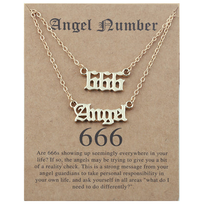 Angel Lucky Number Set Clavicle Card Necklace