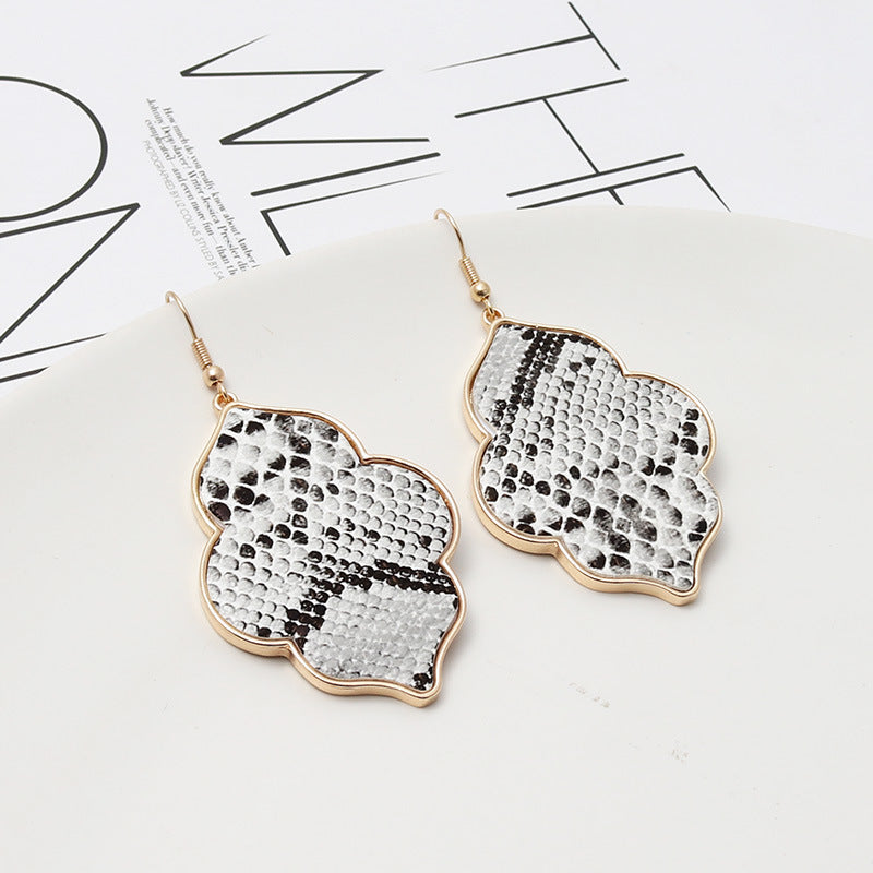 Abalone Shell Leopard Geometric Earrings
