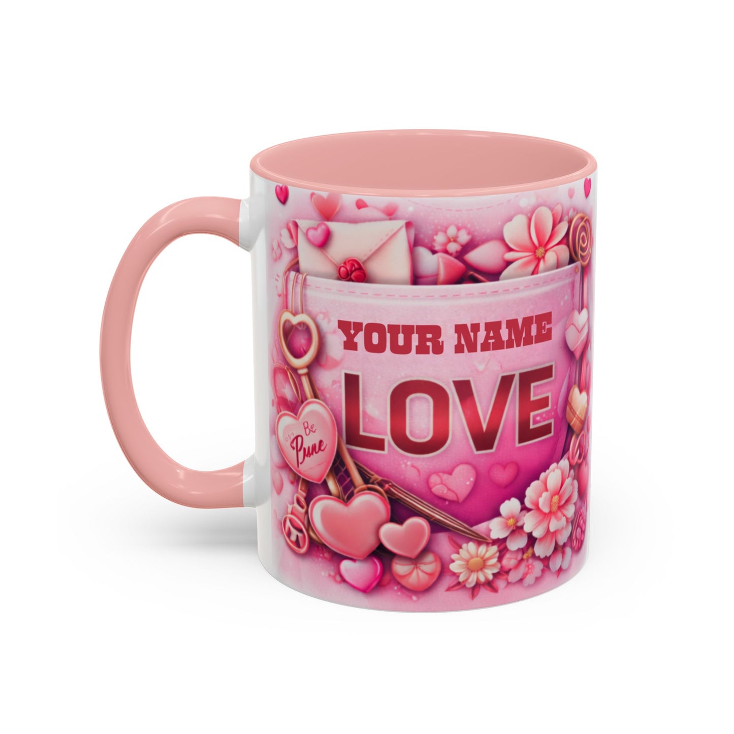 Your Name Love Forever mug | Valentine heart floral coffee mug