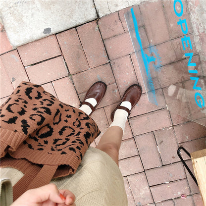 Knitted shopping bag leopard weave