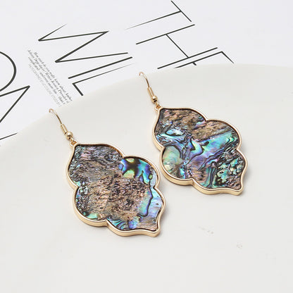 Abalone Shell Leopard Geometric Earrings