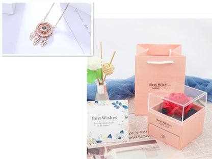 Projection love necklace female 100 languages i love you memory dream catcher clavicle chain