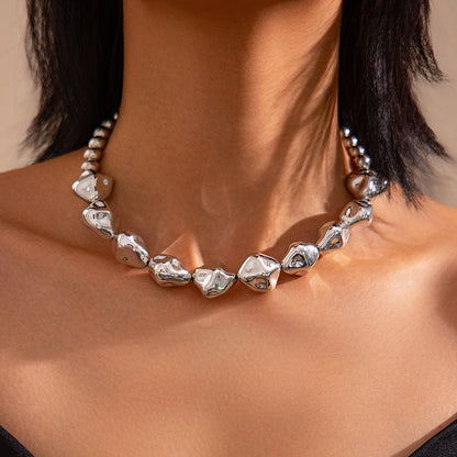 Retro Exaggerated Irregular CCB Beaded Necklace Personality