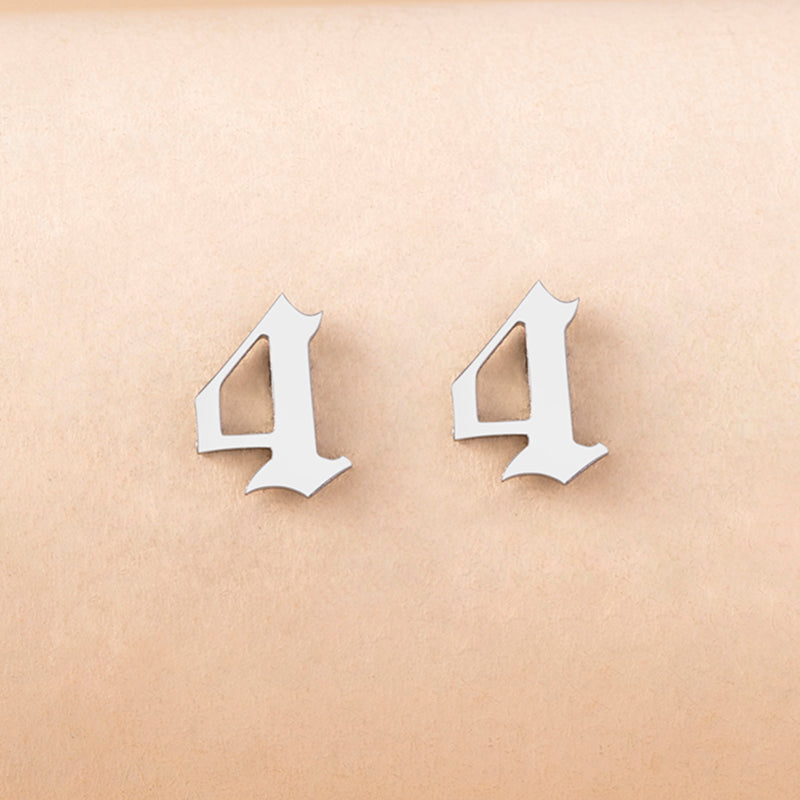 Lucky Number 4 Stainless Steel Stud Earrings