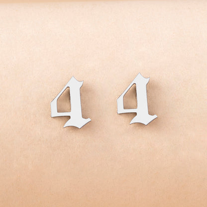 Lucky Number 4 Stainless Steel Stud Earrings