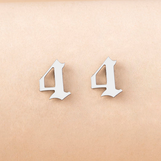 Lucky Number 4 Stainless Steel Stud Earrings