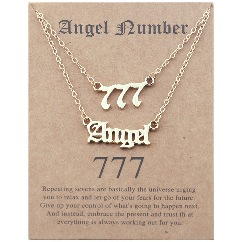 Angel Lucky Number Set Clavicle Card Necklace