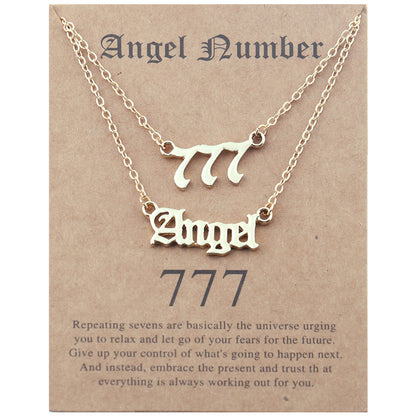 Angel Lucky Number Set Clavicle Card Necklace