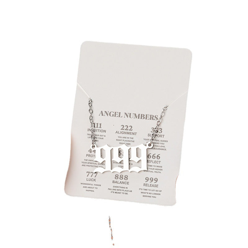 Angel Lucky Number Pendant Fashion 000-999 Stainless Steel Vintage Necklace