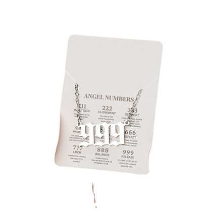 Angel Lucky Number Pendant Fashion 000-999 Stainless Steel Vintage Necklace