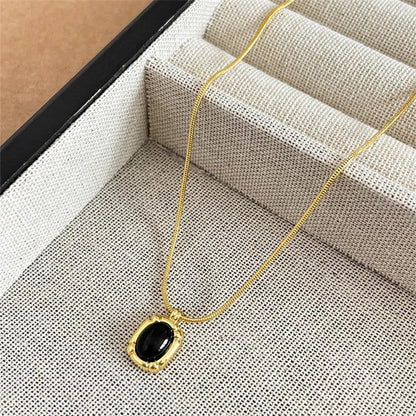 Gold Black Onyx Necklace Twin Accessories