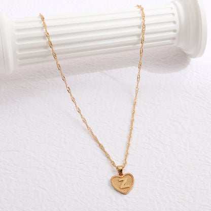 Fashion Jewelry Creative Simple Women's Peach Heart Letter Necklace Love Pendant
