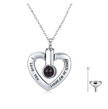 100 Languages Projection Heart-shaped Pendant Personality Simple