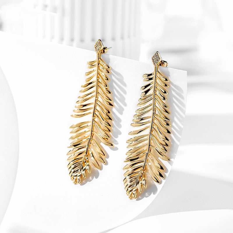 Palm Leaf Big Tassel Earrings European And American Exaggerated Earrings