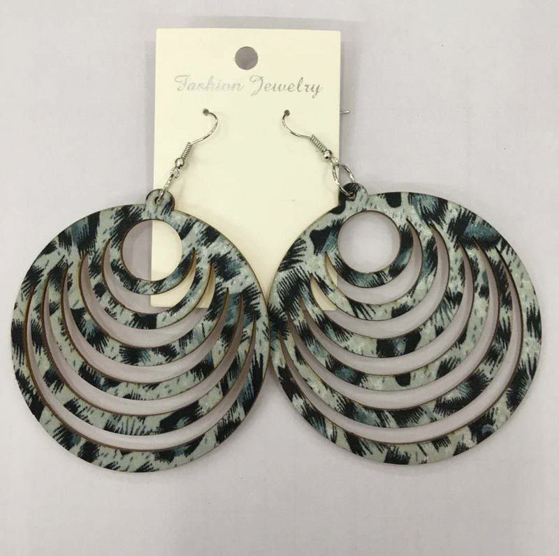 Retro Personality Exaggerated Leopard Print Earrings