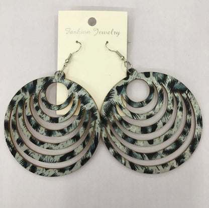 Retro Personality Exaggerated Leopard Print Earrings