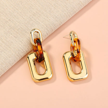 Exaggerated Long Leopard Print Resin Earrings