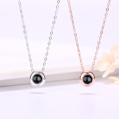 Silver Customized Projection Necklace Simple Style
