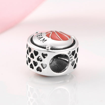 Football Basketball Sports Beads Hollow Loose Beads S925 Sterling Silver Beads Diy Bracelet Accessories