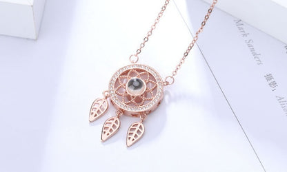 Projection love necklace female 100 languages i love you memory dream catcher clavicle chain