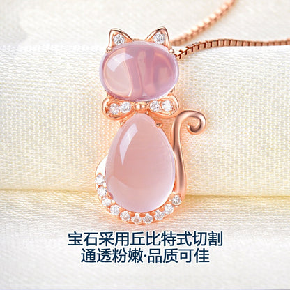 Korean Necklace Necklace Rose Gold, Natural Hibiscus Powder, Crystalfemale Pendant, Clavicle Chain Jewelry Pendants