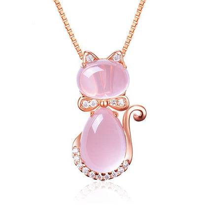 Korean Necklace Necklace Rose Gold, Natural Hibiscus Powder, Crystalfemale Pendant, Clavicle Chain Jewelry Pendants