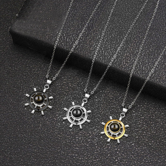 S925 Silver Ship Rudder Projection Necklace
