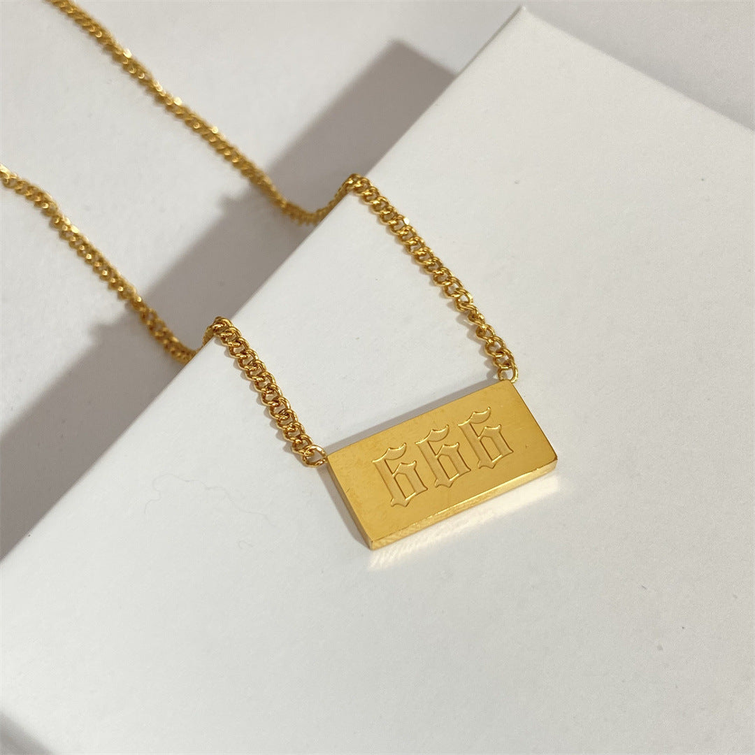 Lucky Angel Number Square Tag Necklace
