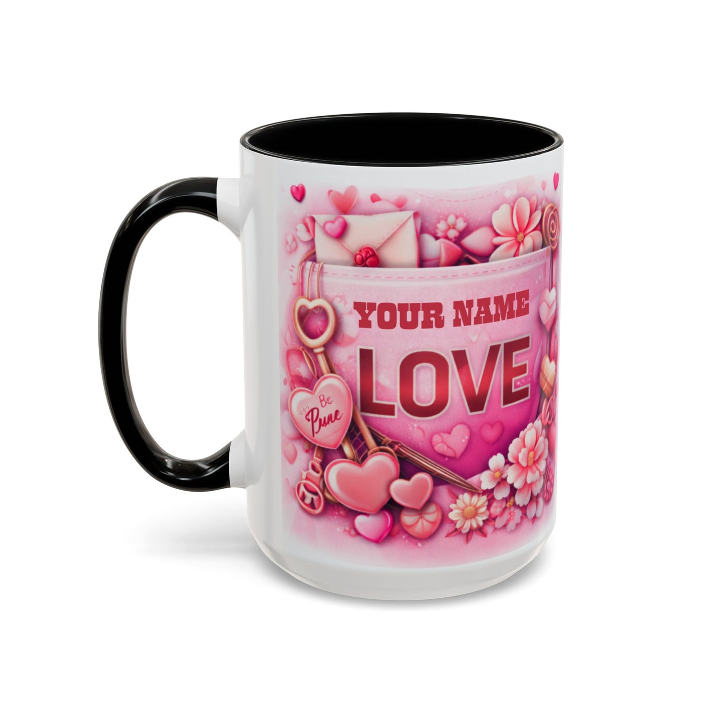 Your Name Love Forever mug | Valentine heart floral coffee mug