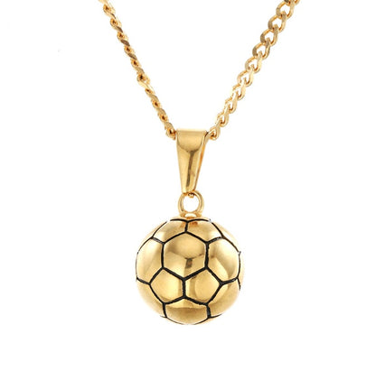 Hip hop exquisite stainless steel gold-plated solid football pendant