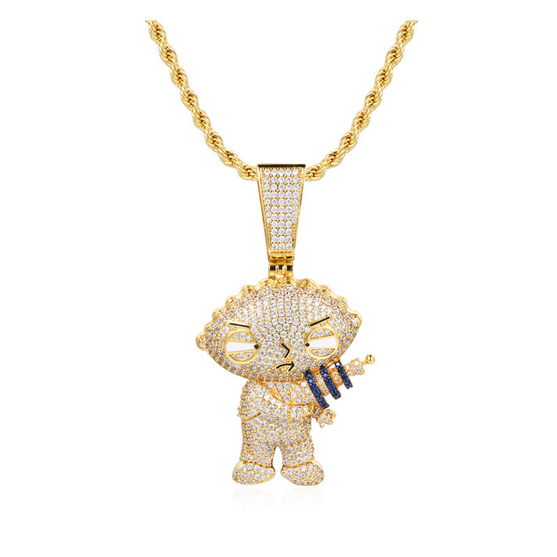 Cartoon Character Pendant Diamond Silver