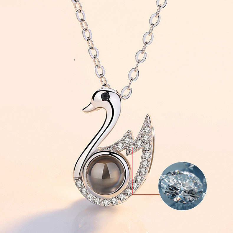 100 Languages Douyin Same Little Swan Projection Necklace