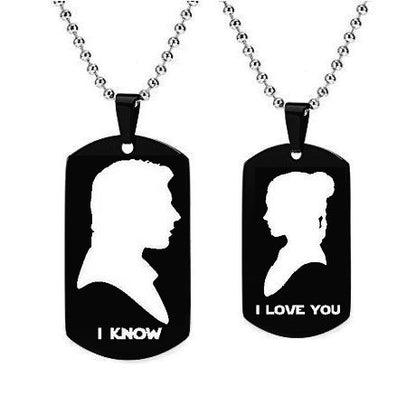 Heartbeat & Heart Shape Rocket Moon Couple Necklaces Black Titanium Steel DIY Engrave Tag Stone Pendant Necklace