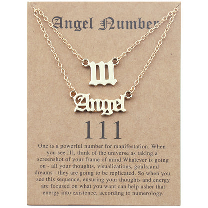 Angel Lucky Number Set Clavicle Card Necklace